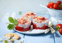 recette bio de verrines de chia et pudding de fraises Jardin BiO étic