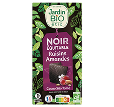Chocolat Noir bio Raisins Amandes