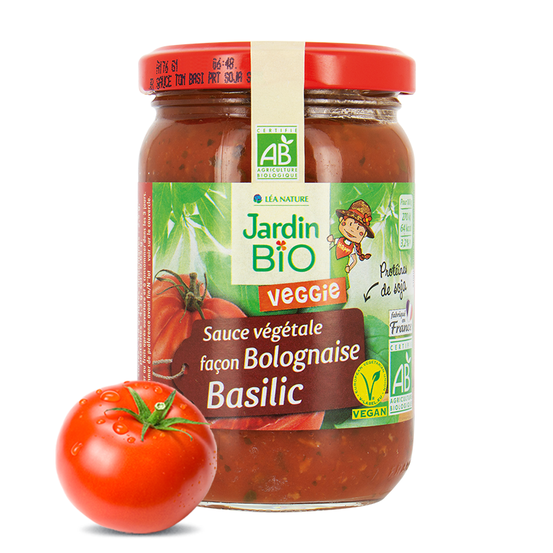Sauce tomate Basilic aux protéines de soja sans gluten