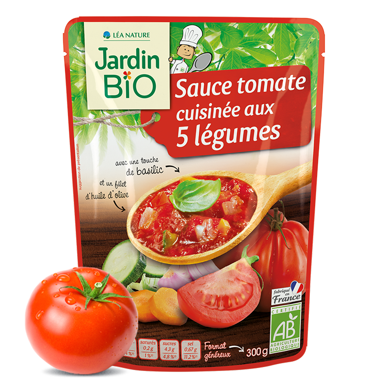 Sauce tomate cuisinée aux 5 légumes