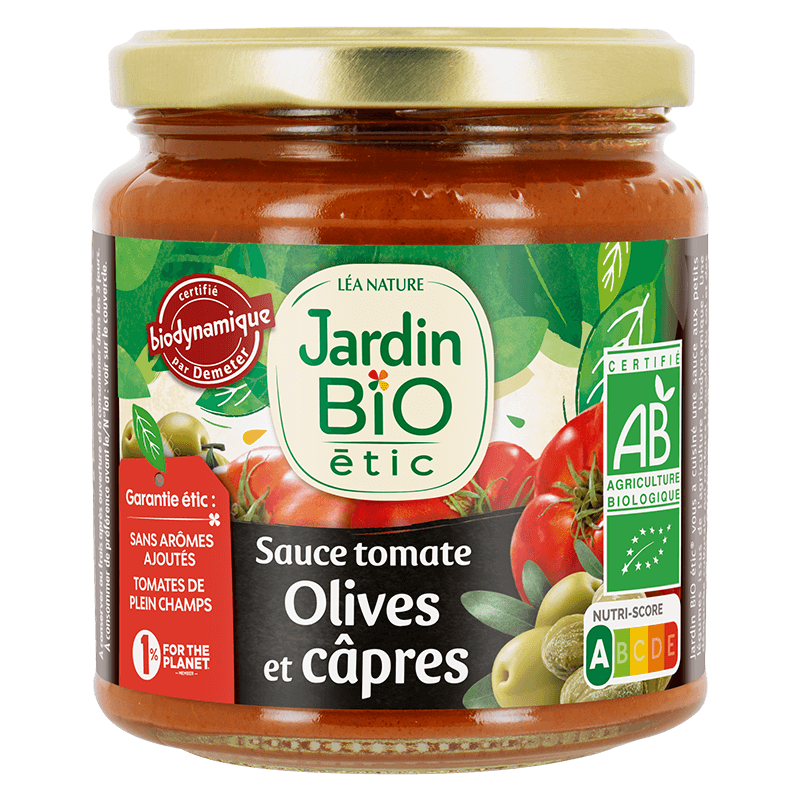 Sauce tomate bio aux olives et câpres