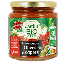 Sauce tomate bio aux olives et câpres