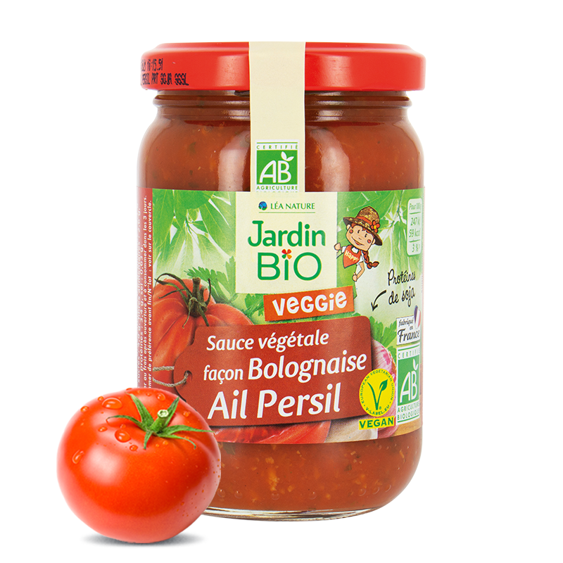 Sauce tomate cuisinée au soja à l’ail et au persil bio